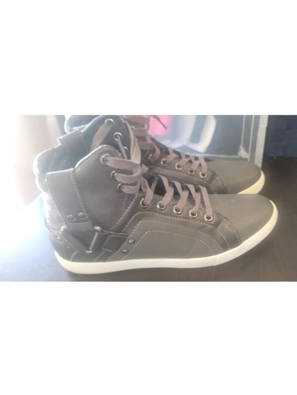 GUESS MEN’S SZ 9M GM JABAR-C BLACK & GRAY HI TOP SNEAKERS